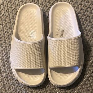 White Slide Sandals